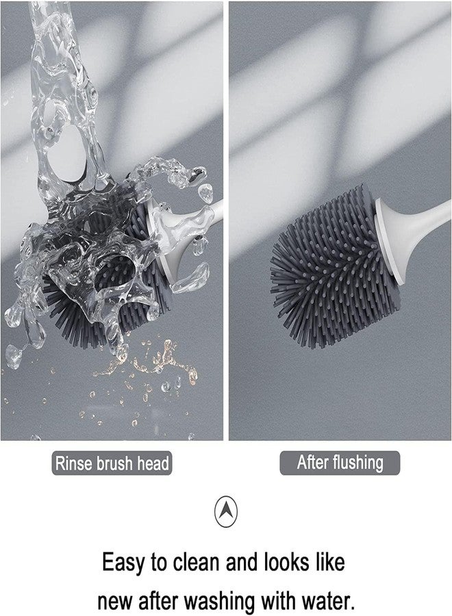 TONSYL 2 Pack Silicone Toilet Brush,Homemod Toilet Bowl Brush and Holder Set with Ventilated Holder,Toilet Cleaner Brush for Bathroom,Floor Standing & Wall Mounted Toilet Scrubber Without Drilling - Image 4